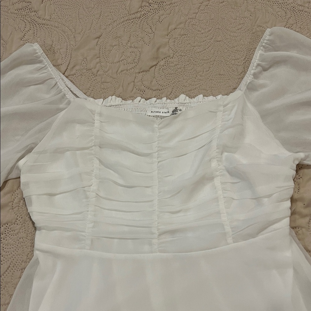 Altar'd State White Puff Sleeve Mini Dress - Picture 4 of 12
